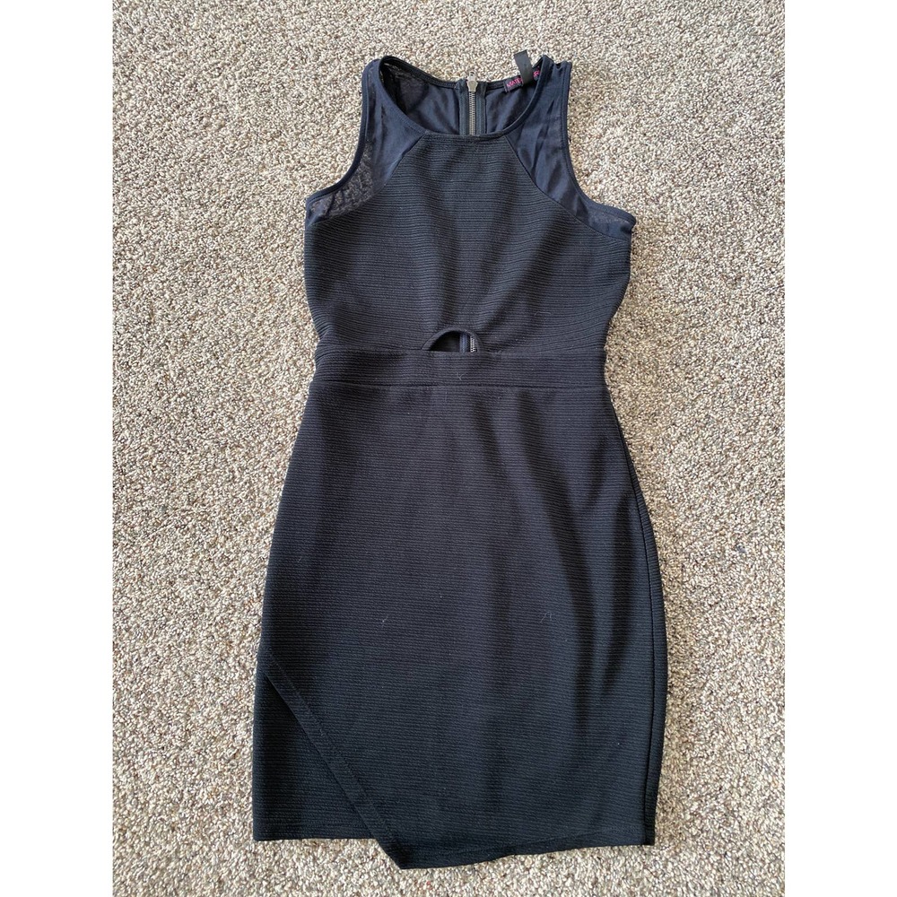 Material Girl Black Sleeveless Sheer Back/Straps Zipper Back Dress - M